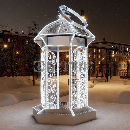 Фотозона новогодняя Фонарь большой золотой